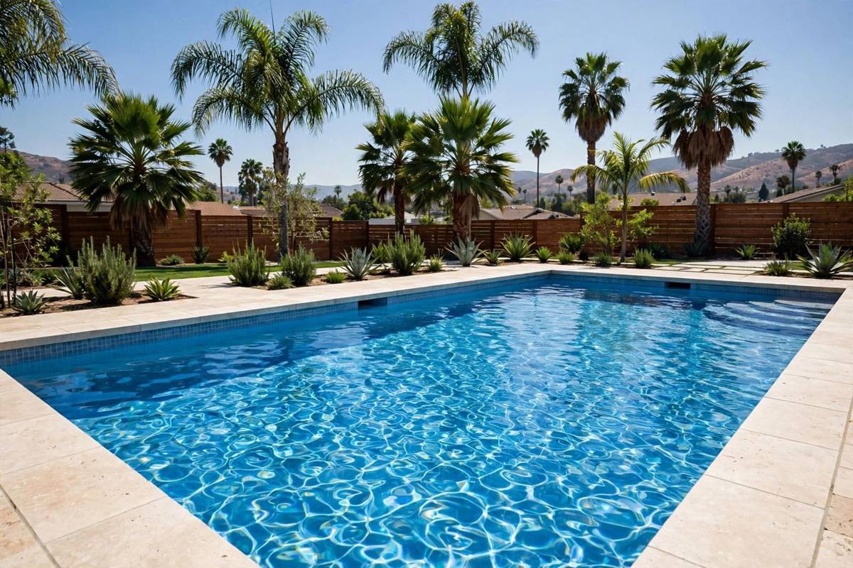 A sparkling clean backyard swimming pool